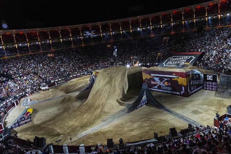 Adam Jones of the United States performs during the finals of the third stop of the Red Bull X-Fighters World Tour at the Plaza de Toros de Las Ventas, in Madrid, Spain on July 10, 2015.