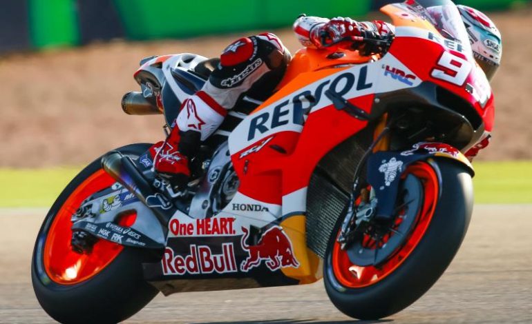 Marc Márquez abre o grid de largada em Aragão